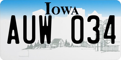 IA license plate AUW034