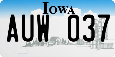 IA license plate AUW037