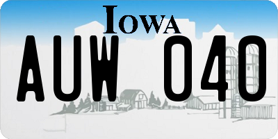 IA license plate AUW040