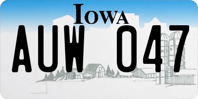 IA license plate AUW047