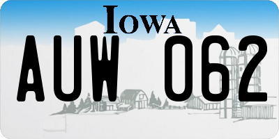 IA license plate AUW062