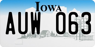 IA license plate AUW063