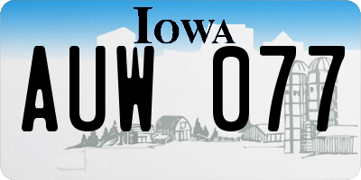 IA license plate AUW077