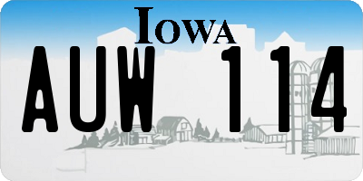 IA license plate AUW114