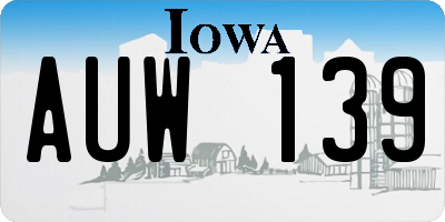 IA license plate AUW139