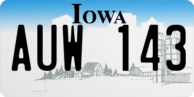 IA license plate AUW143