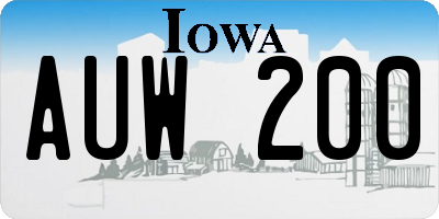 IA license plate AUW200