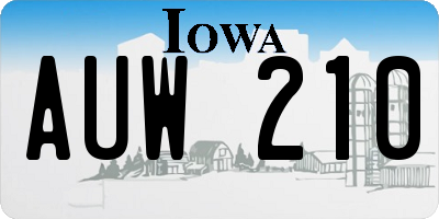 IA license plate AUW210