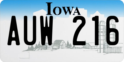 IA license plate AUW216