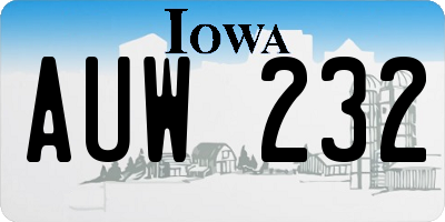 IA license plate AUW232