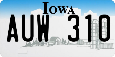 IA license plate AUW310