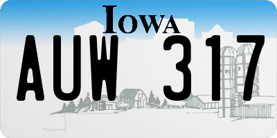 IA license plate AUW317