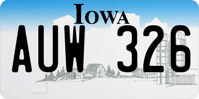 IA license plate AUW326