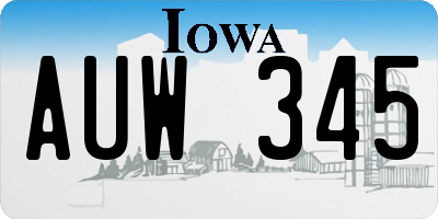 IA license plate AUW345