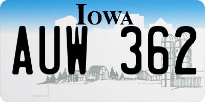 IA license plate AUW362