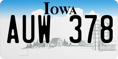 IA license plate AUW378