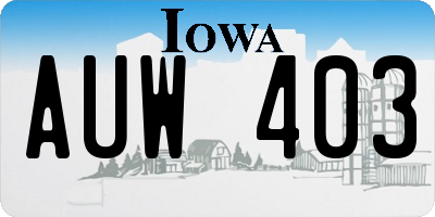 IA license plate AUW403