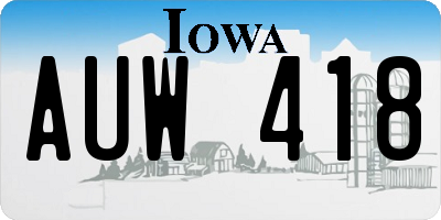 IA license plate AUW418