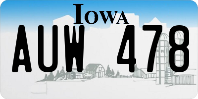 IA license plate AUW478