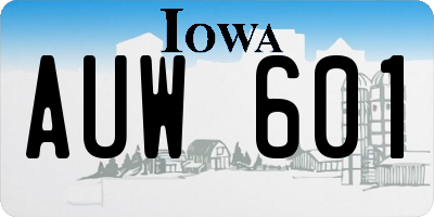 IA license plate AUW601