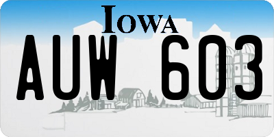 IA license plate AUW603