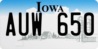IA license plate AUW650