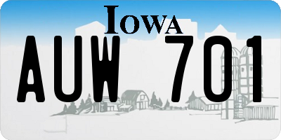 IA license plate AUW701