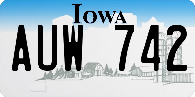 IA license plate AUW742