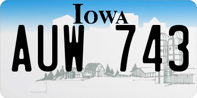 IA license plate AUW743