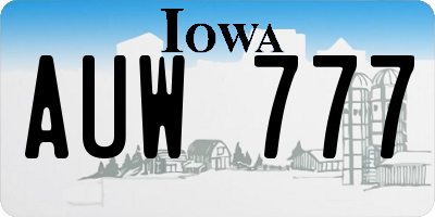 IA license plate AUW777
