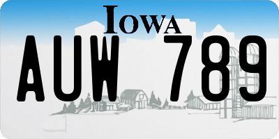 IA license plate AUW789