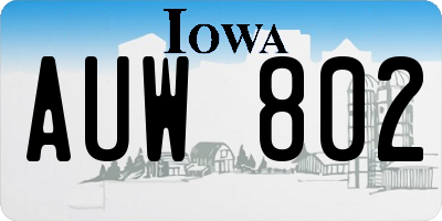 IA license plate AUW802