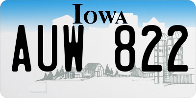 IA license plate AUW822