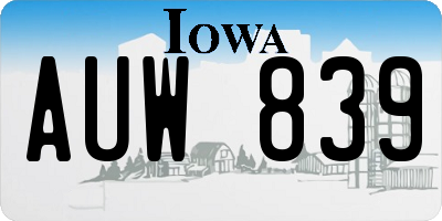 IA license plate AUW839