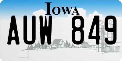 IA license plate AUW849