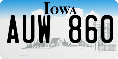 IA license plate AUW860
