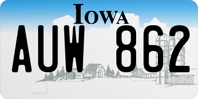 IA license plate AUW862