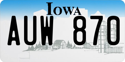 IA license plate AUW870