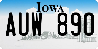 IA license plate AUW890
