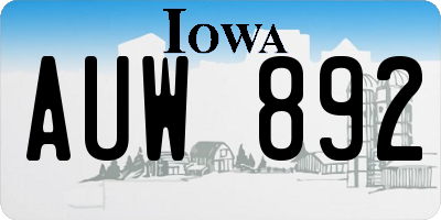 IA license plate AUW892