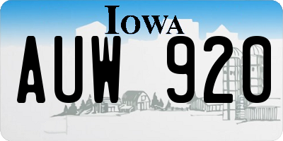 IA license plate AUW920