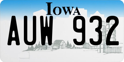 IA license plate AUW932