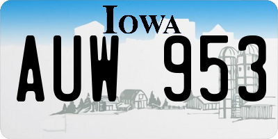 IA license plate AUW953