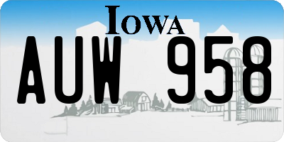 IA license plate AUW958