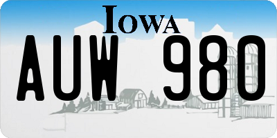 IA license plate AUW980