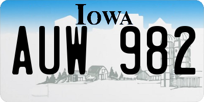 IA license plate AUW982