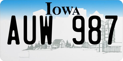 IA license plate AUW987