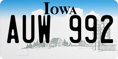 IA license plate AUW992