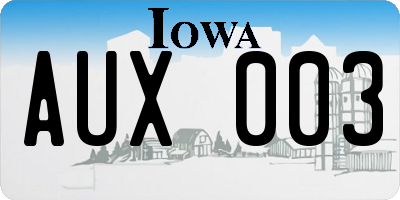 IA license plate AUX003