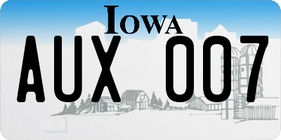 IA license plate AUX007
